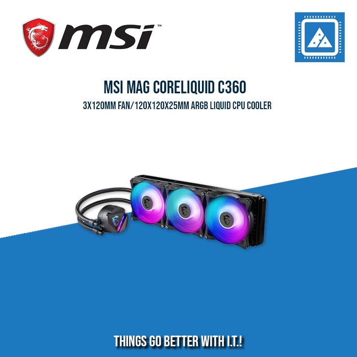 MSI MAG CORELIQUID C360 3X120MM FAN/120X120X25MM ARGB LIQUID CPU COOLER MSI MAG CORELIQUID C360 3X120MM FAN/120X120X25MM ARGB LIQUID CPU COOLER